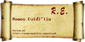 Remes Eulália névjegykártya